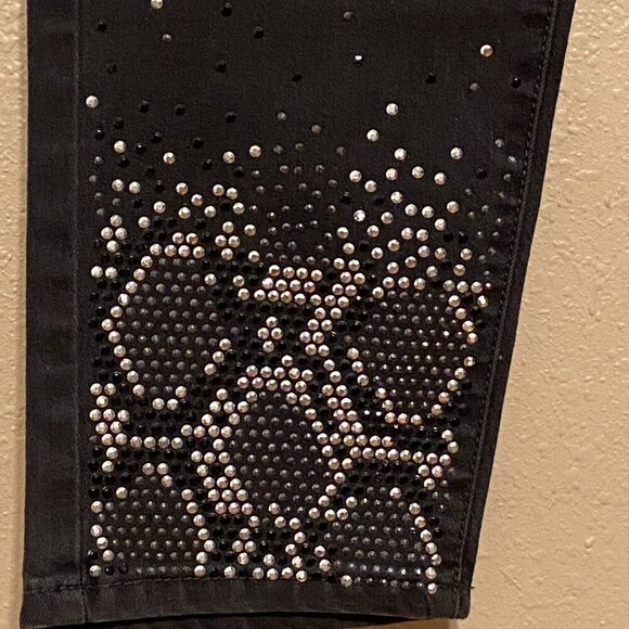 DG2 Diane Gilman Embellished Jeans Black Stretch Zip 5-pockets Women's Size 10T - Picture 3 of 8